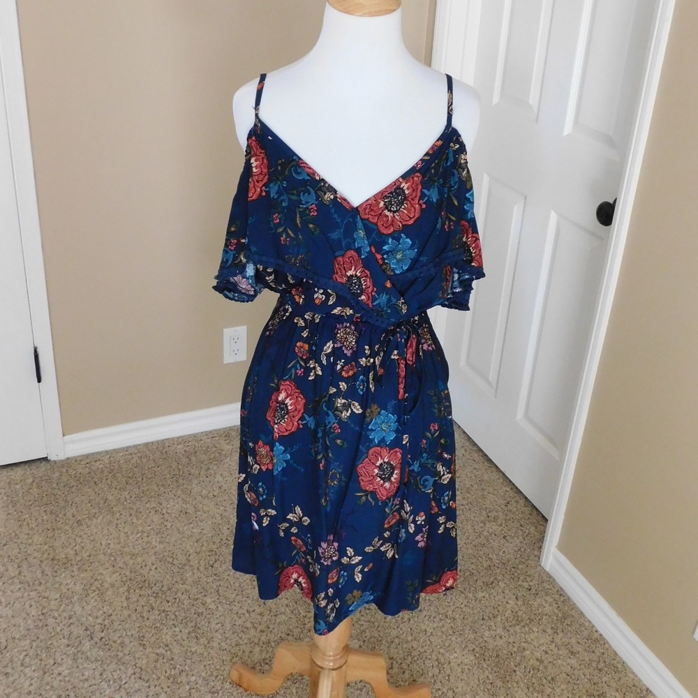Xhilaration Navy Blue - Floral Dress